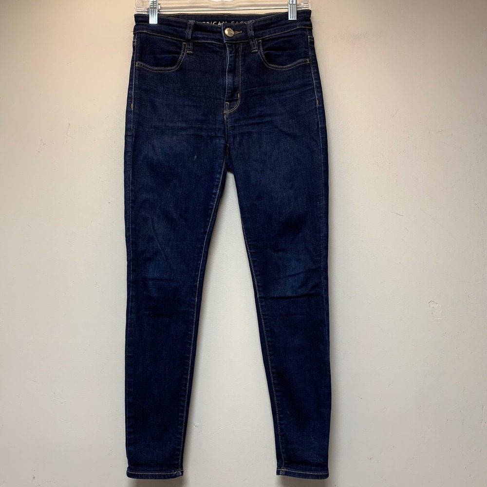 American Eagle Hi-Rise Jegging Women 6 Short Dark Blue Excellent Super Stretch